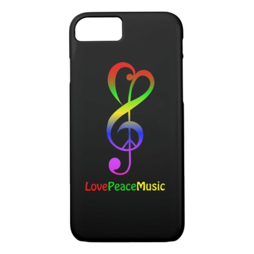 Love peace music hippie treble clef iPhone 87 case