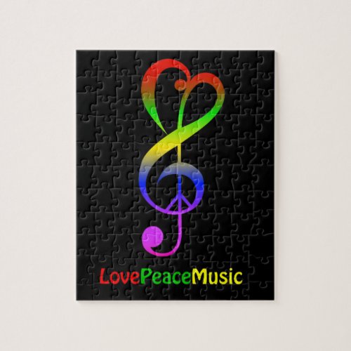 Love peace music hippie treble clef jigsaw puzzle