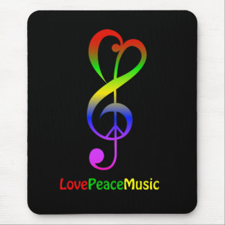 Love peace music hippie treble clef mouse pad