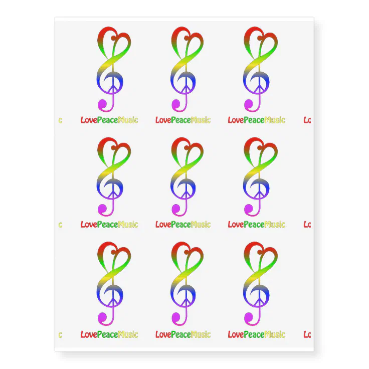 Love peace music hippie treble clef temporary tattoos | Zazzle Love peace music hippie treble clef temporary tattoos | Zazzle