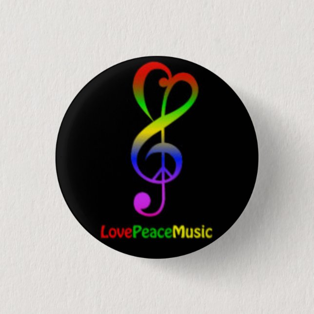 Love Peace Music Round Button (Front)