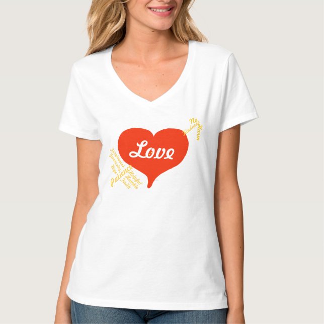 Love Peace No Harm Red Heart Sayings T-Shirt (Front)