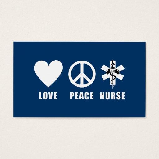 Customizable Love Peace Nurse Business Card Template