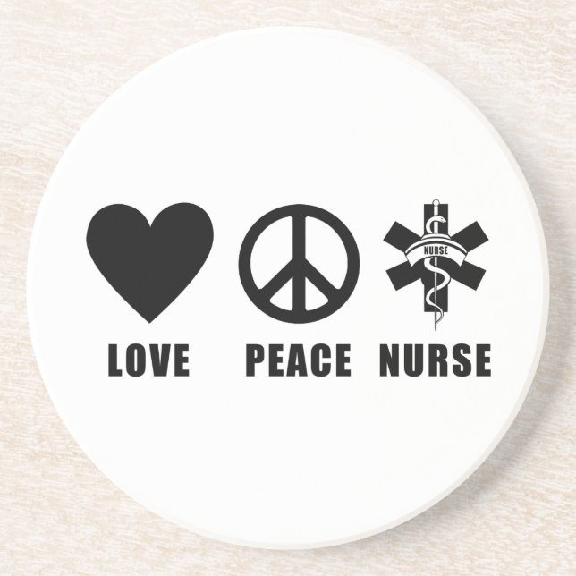 Love Peace Nurse Drink Coaster (Front)