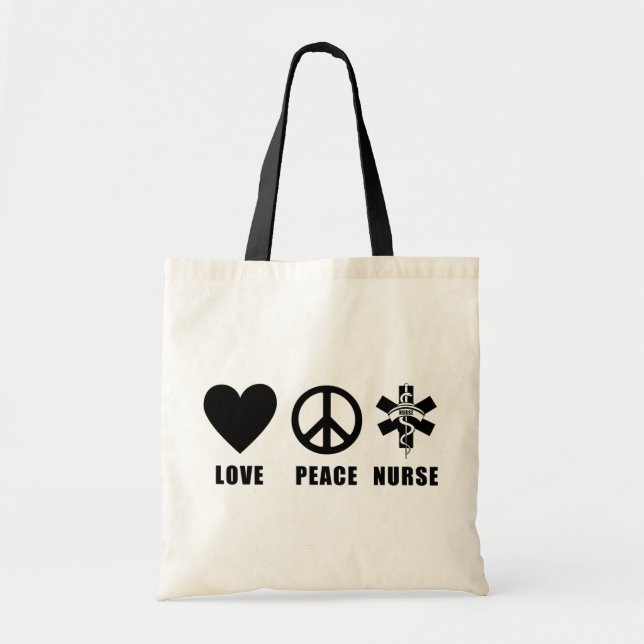Love Peace Nurse Tote Bag (Front)