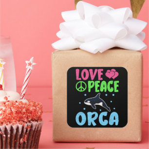 Love Peace Orca Cute Sea Animals Orca Lover Square Sticker