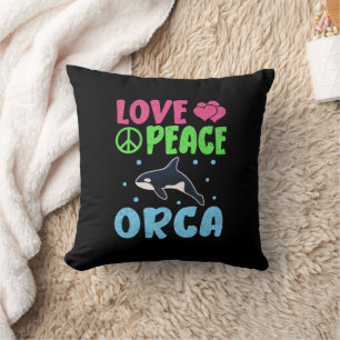 Love Peace Orca Cute Sea Animals Orca Lover Throw Pillow