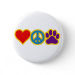 Love Peace Paw Pinback Button