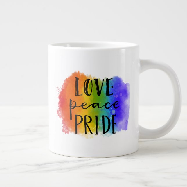 Love Peace Pride Giant Coffee Mug (Right)