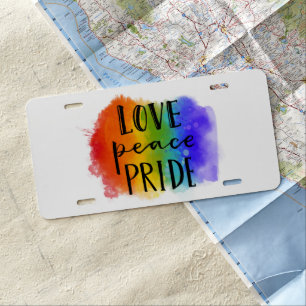 Love Peace Pride License Plate