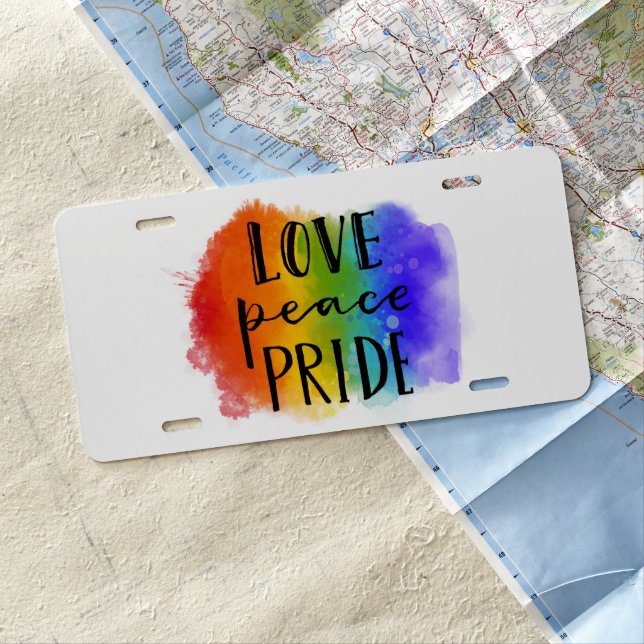 Love Peace Pride License Plate (In Situ)