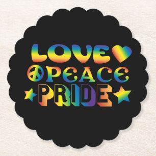 Love Peace Pride Paper Coaster