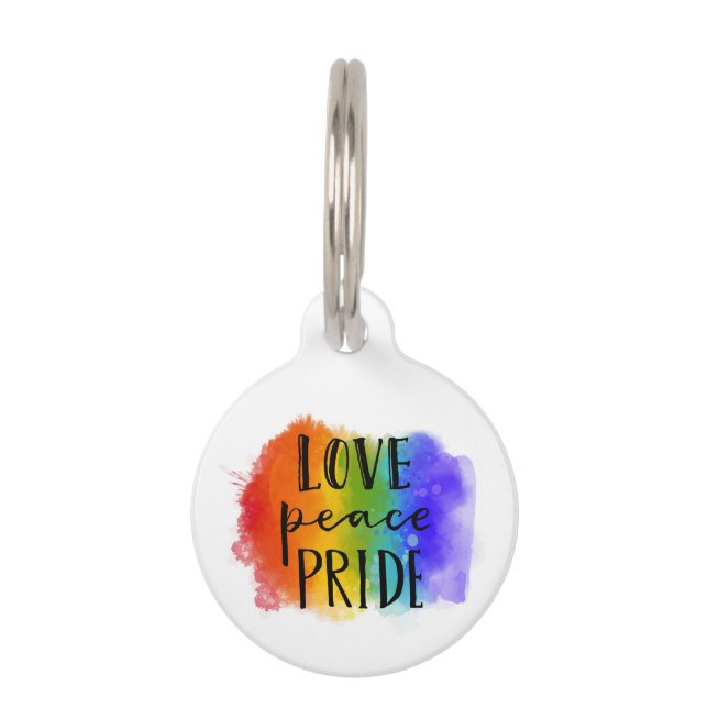 Love Peace Pride Pet ID Tag (Front)