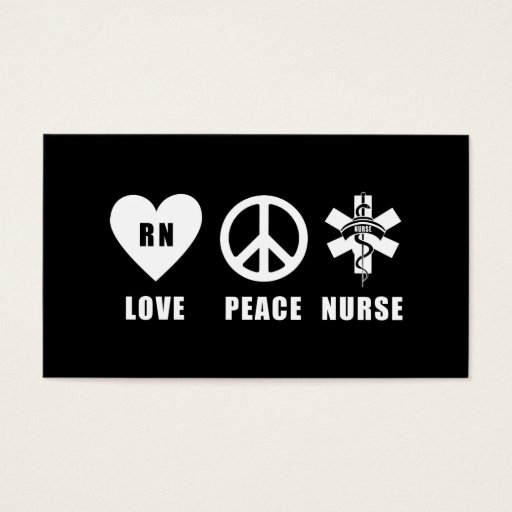 Customizable Love Peace RN Business Cards