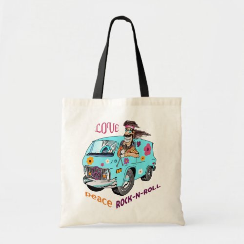 Love Peace Rock N Roll Tote Bag