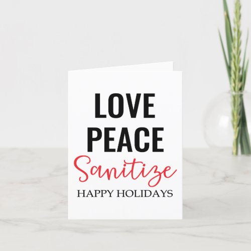 Love Peace Sanitize  2020 Covid Christmas Holiday Card