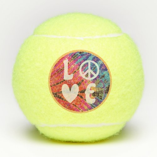 Love Peace Sign Heart Fun Hippie Boho Pink Tie Dye Tennis Balls