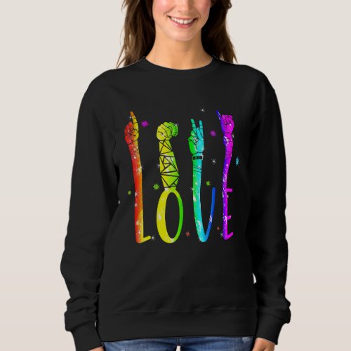 Love Peace Sign Rainbow LGBT Lesbian Gay Pride Sweatshirt