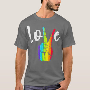 Love Peace Sign Rainbow LGBT Lesbian Gay Pride T-Shirt