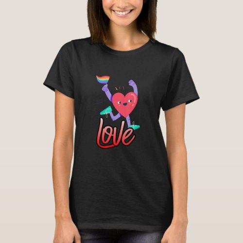 Love Peace Sign With Rainbow Colors Lgbt Lesbian G T_Shirt