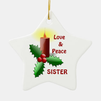 Love & Peace Sister - Candle & Flowers Ornament