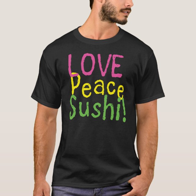 Love Peace Sushi Black Men's T-Shirt (Front)