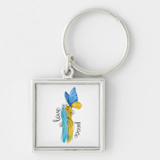 Love, Peace Ukraine Keychain