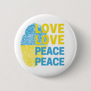 Love Peace Ukrainian Support Ukraine Button