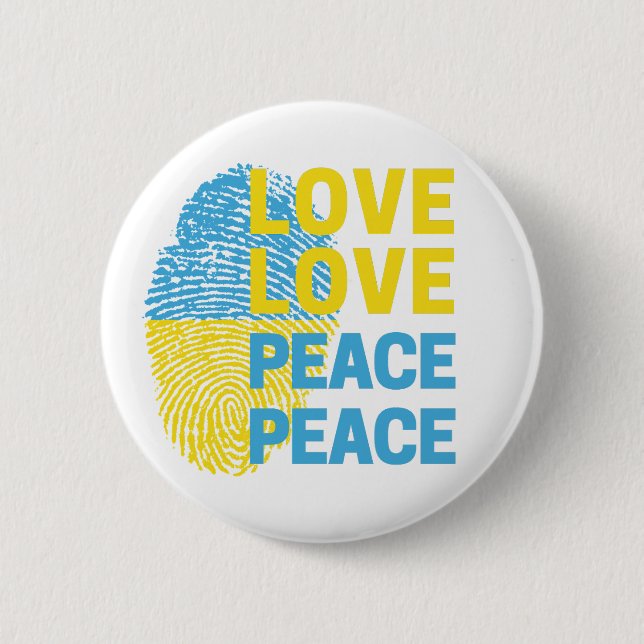 Love Peace Ukrainian Support Ukraine Button (Front)