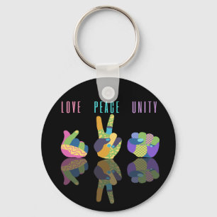 Love Peace Unity Hand Sign    Keychain