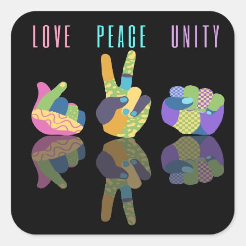 Love Peace Unity Hand Sign  Square Sticker