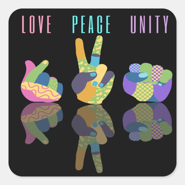 Love Peace Unity Hand Sign  Square Sticker (Front)