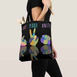 Love Peace Unity Hand Sign Tote Bag