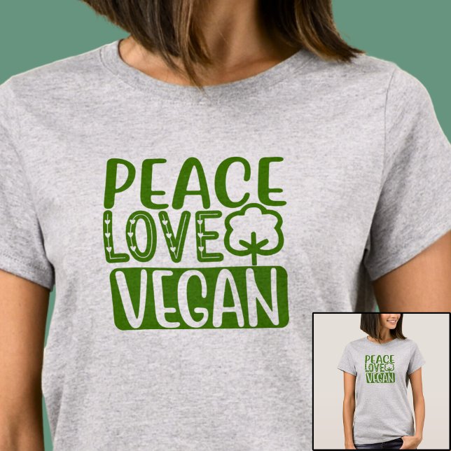 Love Peace Vegan - on Light Color T-Shirt (Creator Uploaded)
