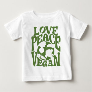 Love Peace Vegan Slogan Vegetarian Funny  Baby T-Shirt