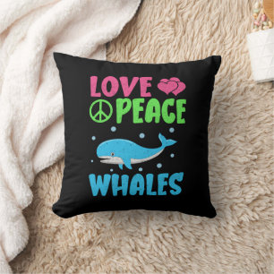 Love Peace Whales Cute Sea Animals Whale Lover Throw Pillow
