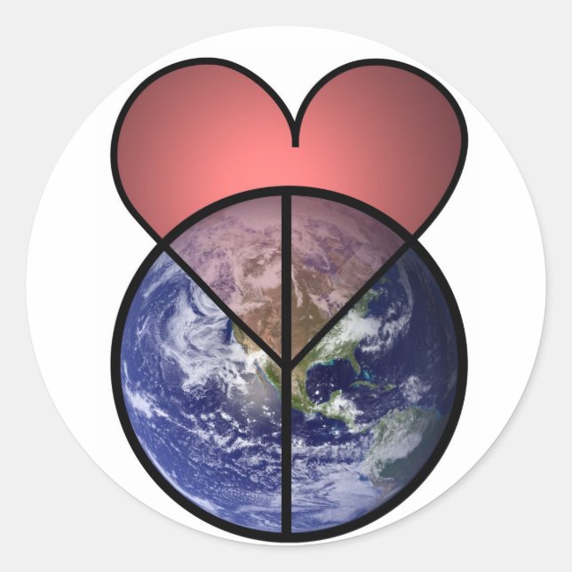 love peace world classic round sticker (Front)