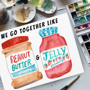 LOVE Peanut Butter and Jelly Watercolor FRIENDS Postcard