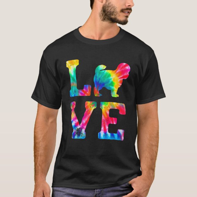 Love Peekapoo Tie Dye Dog Mom Dad T-Shirt (Front)