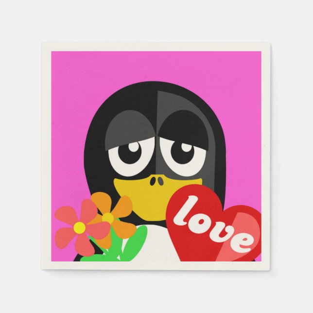 LOVE PENGUIN PAPER NAPKINS (Front)