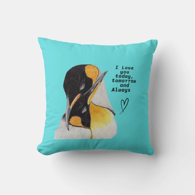 Love Penguin Throw Pillow (Front)