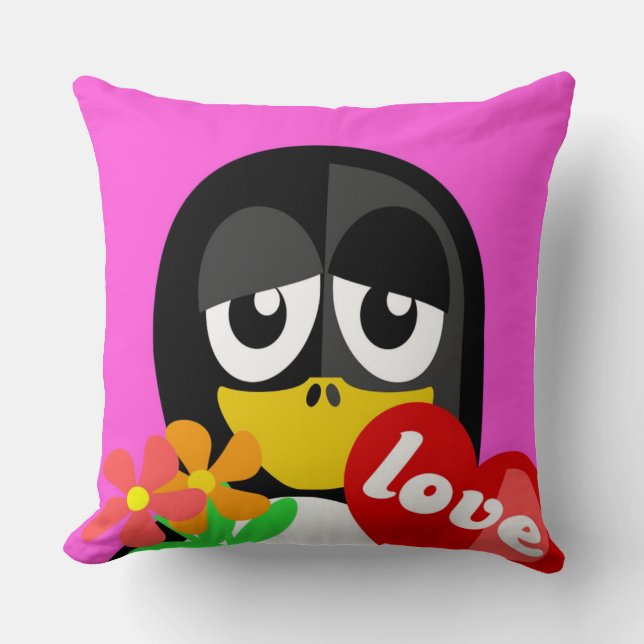 LOVE PENGUIN THROW PILLOW (Front)