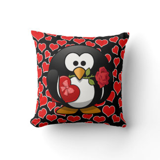 Love Penguin With Valentine Gifts Throw Pillow