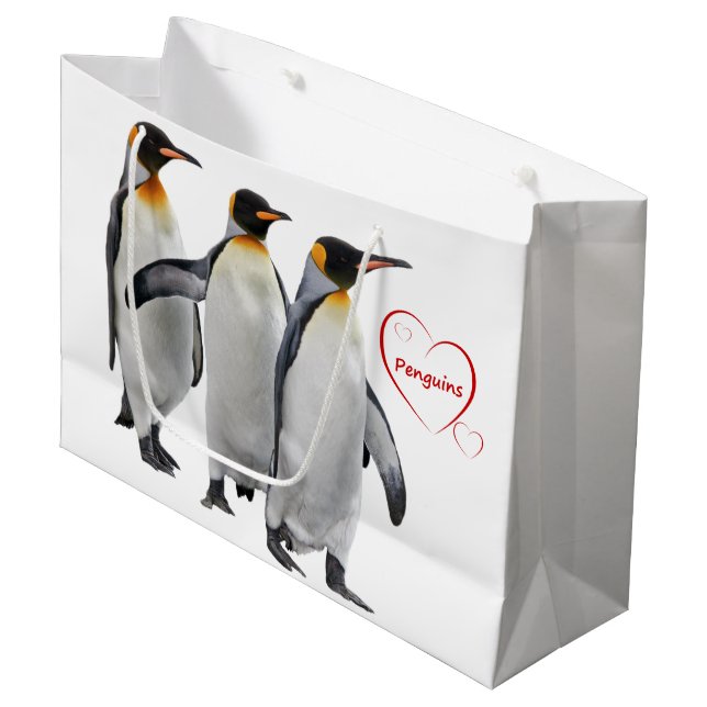 Love Penguins Gift Bag (Choose Your Colour) (Front Angled)