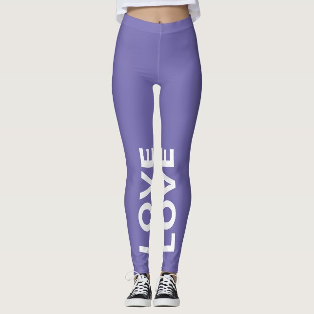 Love Periwinkle Monochrome Classic Text Leggings (Front)