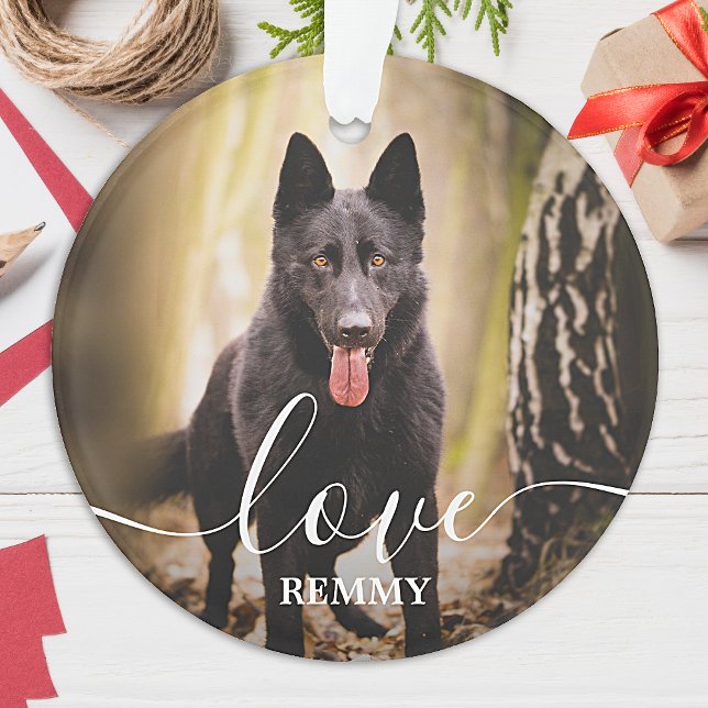 Love Personalized 2 Photo Dog Pet Memorial  Ornament (Creator Uploaded)
