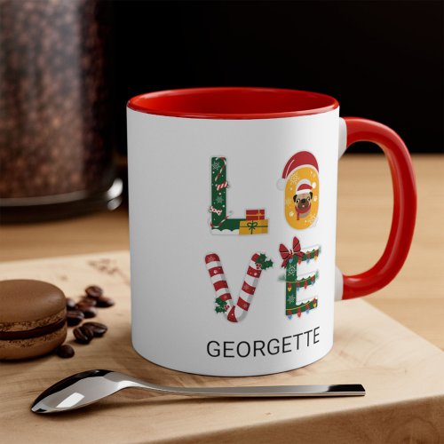 LOVE Personalized Christmas Holiday Cute Puppy Mug