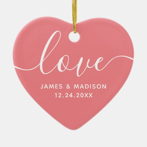 Love Personalized Couples Pink Photo Ornament