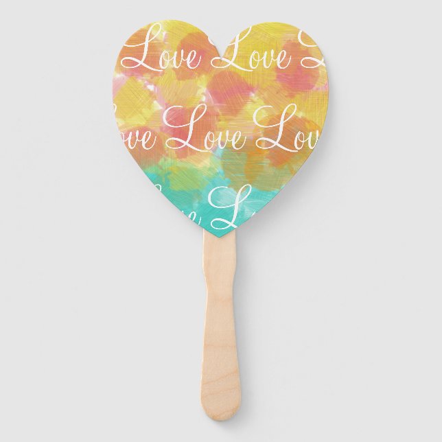 Love Personalized Gouache Watercolors Hand Fan (Front)
