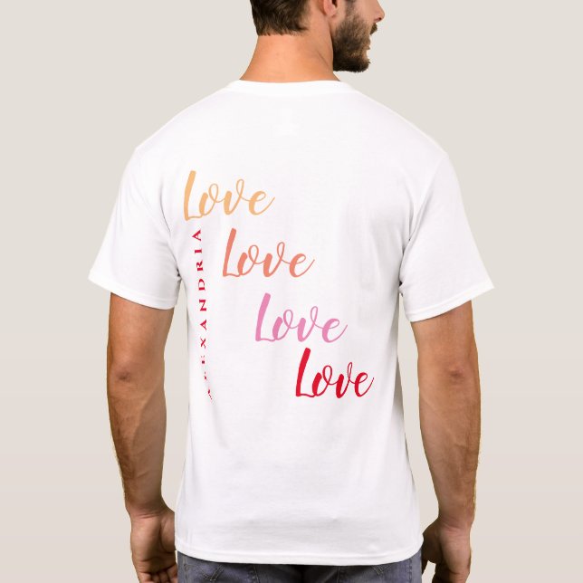Love Personalized Name Back and Pocket Design T-Shirt (Back)